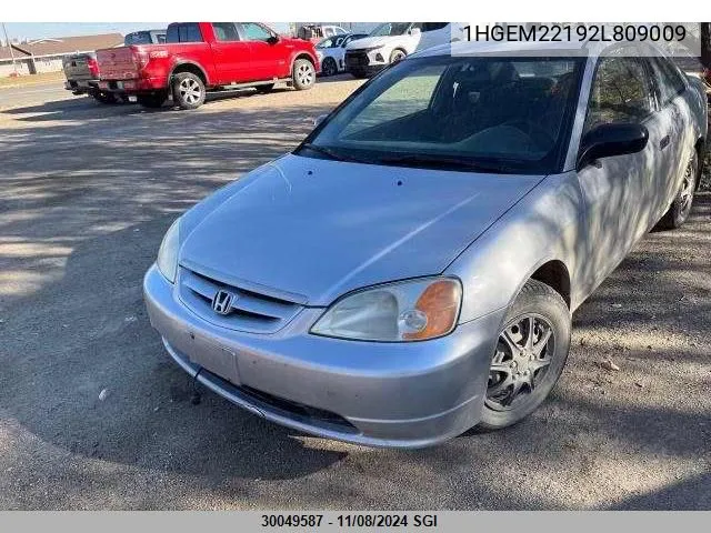 2002 Honda Civic Dx VIN: 1HGEM22192L809009 Lot: 30049587