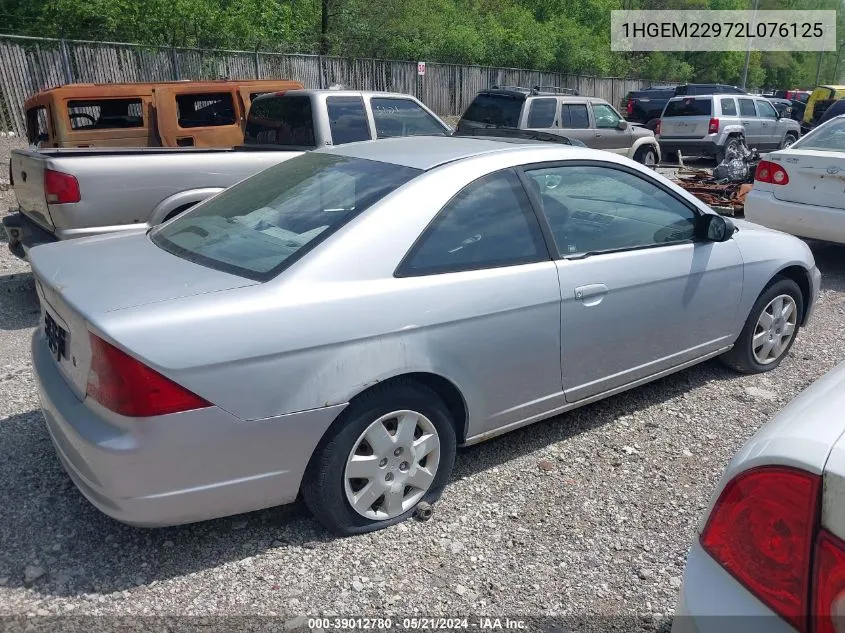 2002 Honda Civic Ex VIN: 1HGEM22972L076125 Lot: 39012780