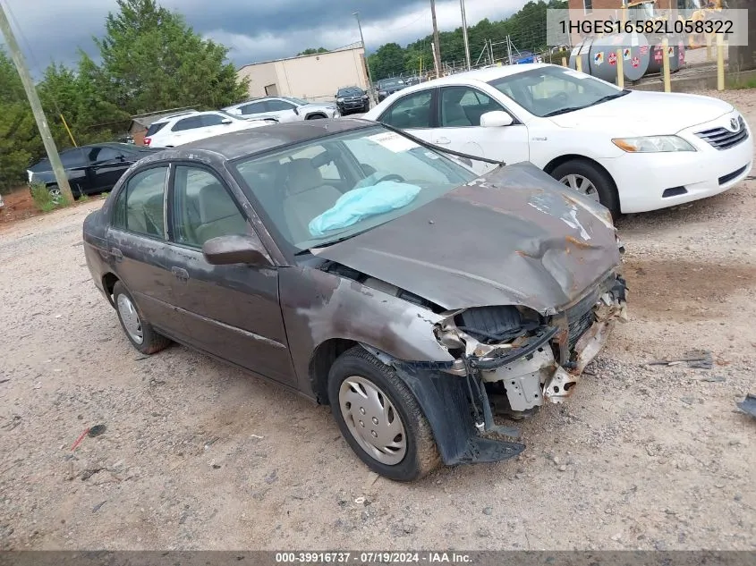 1HGES16582L058322 2002 Honda Civic Lx