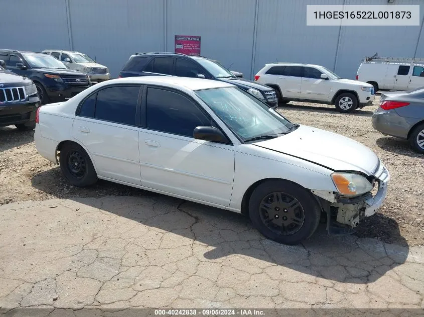 2002 Honda Civic Lx VIN: 1HGES16522L001873 Lot: 40242838