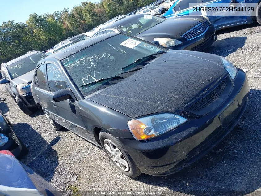 2002 Honda Civic Ex VIN: 2HGES26762H544129 Lot: 40561833