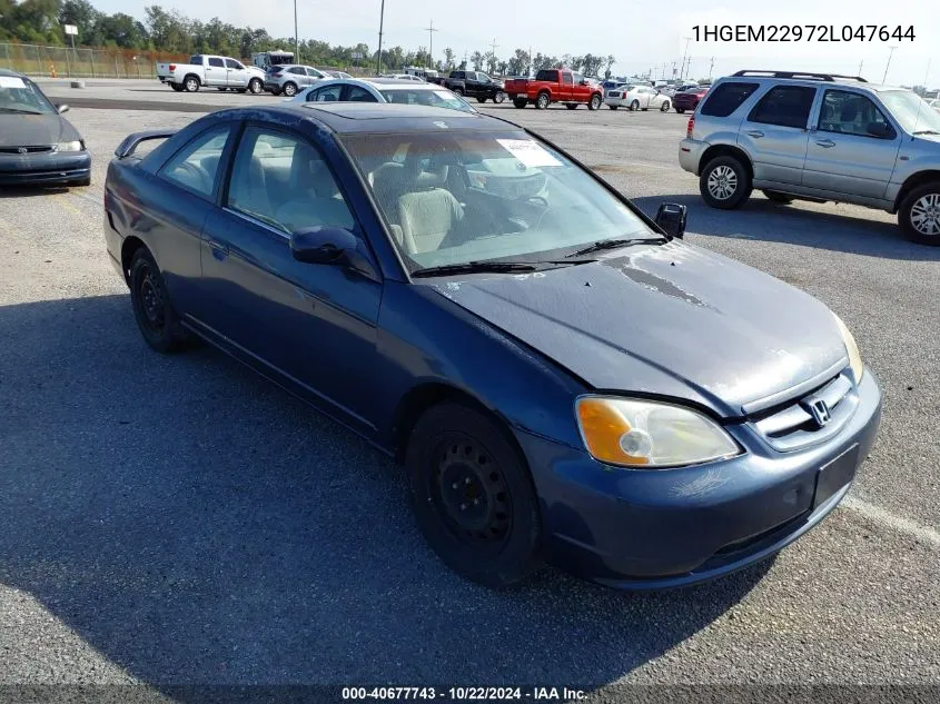 2002 Honda Civic Ex VIN: 1HGEM22972L047644 Lot: 40677743