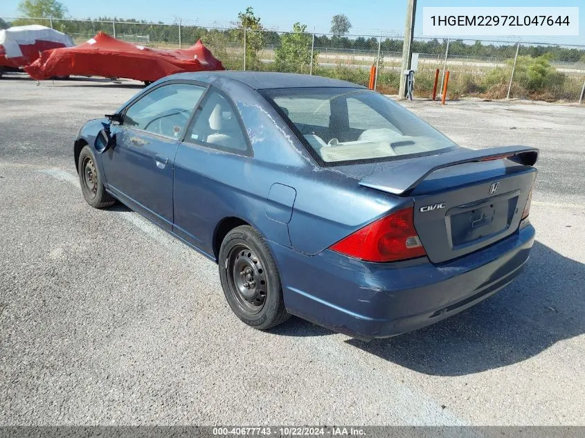 2002 Honda Civic Ex VIN: 1HGEM22972L047644 Lot: 40677743