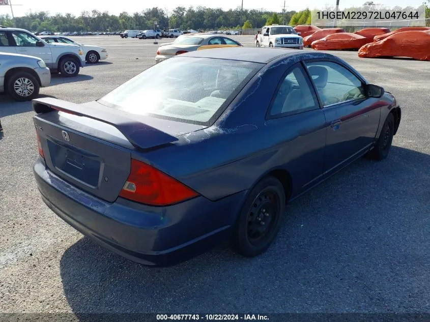 2002 Honda Civic Ex VIN: 1HGEM22972L047644 Lot: 40677743