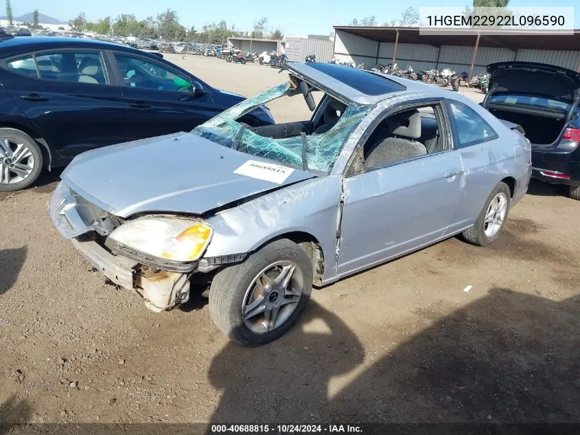 1HGEM22922L096590 2002 Honda Civic Ex