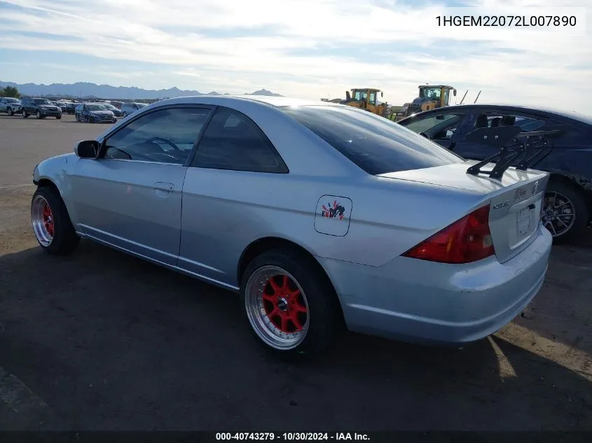 2002 Honda Civic Ex VIN: 1HGEM22072L007890 Lot: 40743279