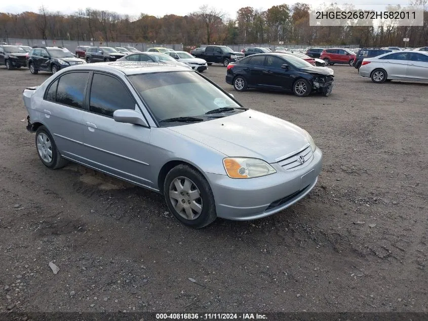 2002 Honda Civic Ex VIN: 2HGES26872H582011 Lot: 40816836