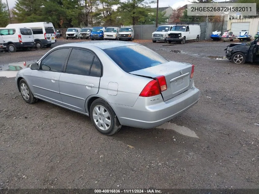 2002 Honda Civic Ex VIN: 2HGES26872H582011 Lot: 40816836