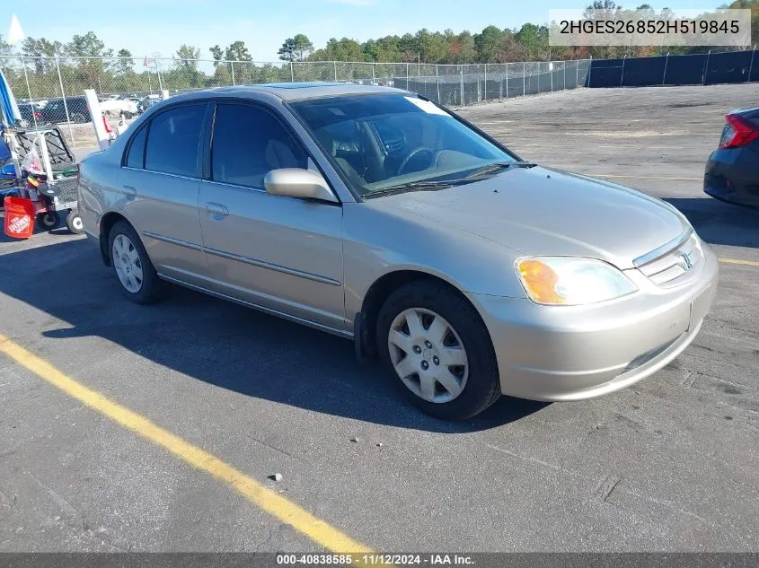 2002 Honda Civic Ex VIN: 2HGES26852H519845 Lot: 40838585