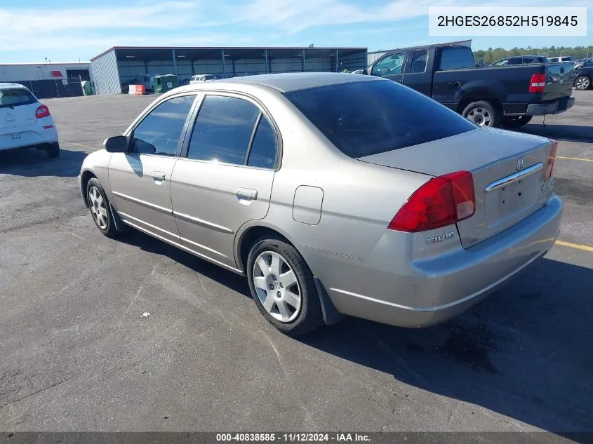 2002 Honda Civic Ex VIN: 2HGES26852H519845 Lot: 40838585