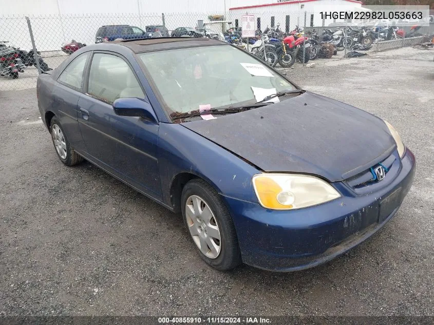 2002 Honda Civic Ex VIN: 1HGEM22982L053663 Lot: 40855910