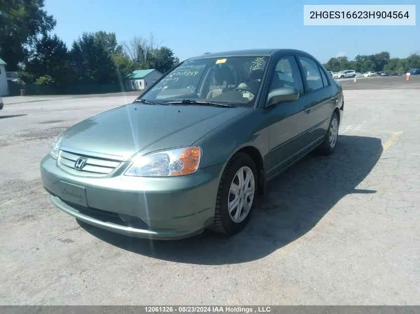 2003 Honda Civic Sdn VIN: 2HGES16623H904564 Lot: 12061326