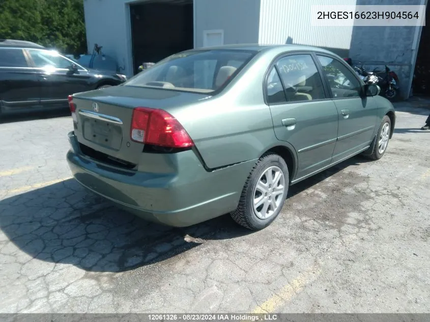 2003 Honda Civic Sdn VIN: 2HGES16623H904564 Lot: 12061326