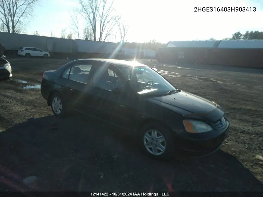 2003 Honda Civic Dx VIN: 2HGES16403H903413 Lot: 12141422