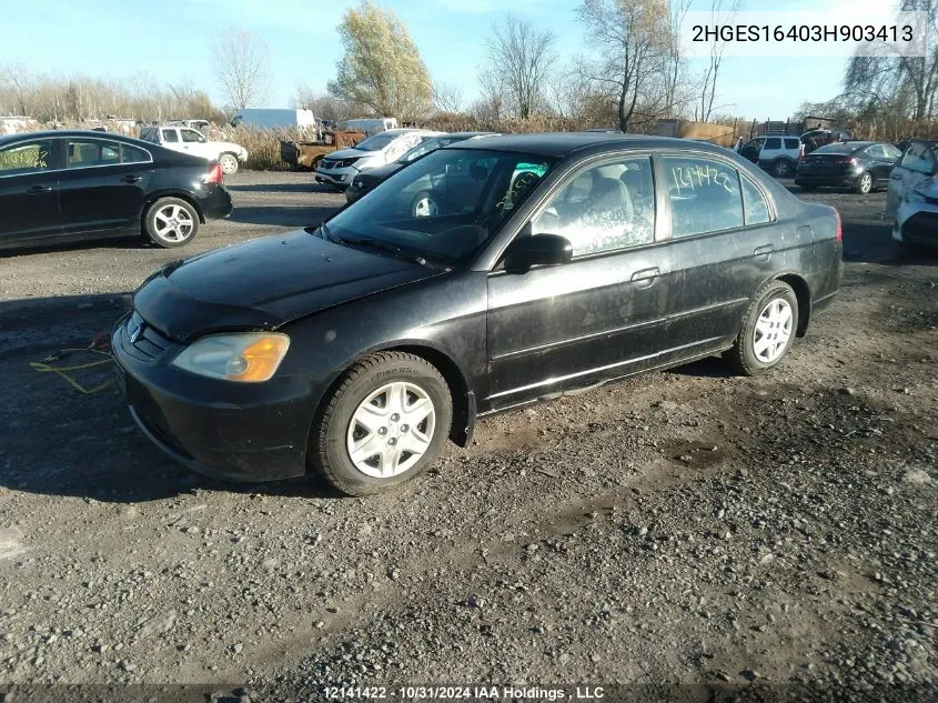 2003 Honda Civic Dx VIN: 2HGES16403H903413 Lot: 12141422