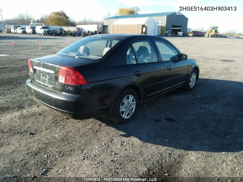 2003 Honda Civic Dx VIN: 2HGES16403H903413 Lot: 12141422