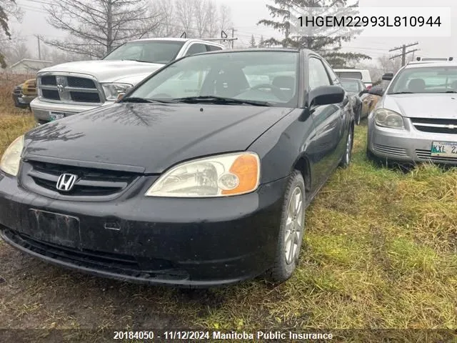 2003 Honda Civic Si-G VIN: 1HGEM22993L810944 Lot: 20184050