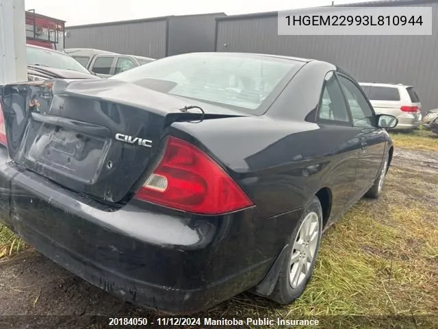 2003 Honda Civic Si-G VIN: 1HGEM22993L810944 Lot: 20184050