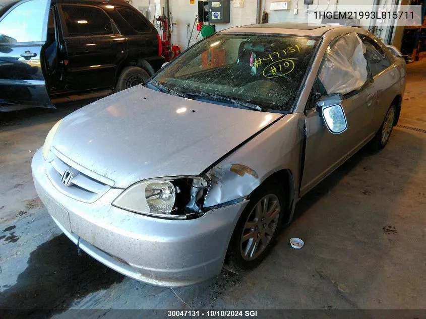 2003 Honda Civic Ex VIN: 1HGEM21993L815711 Lot: 30047131