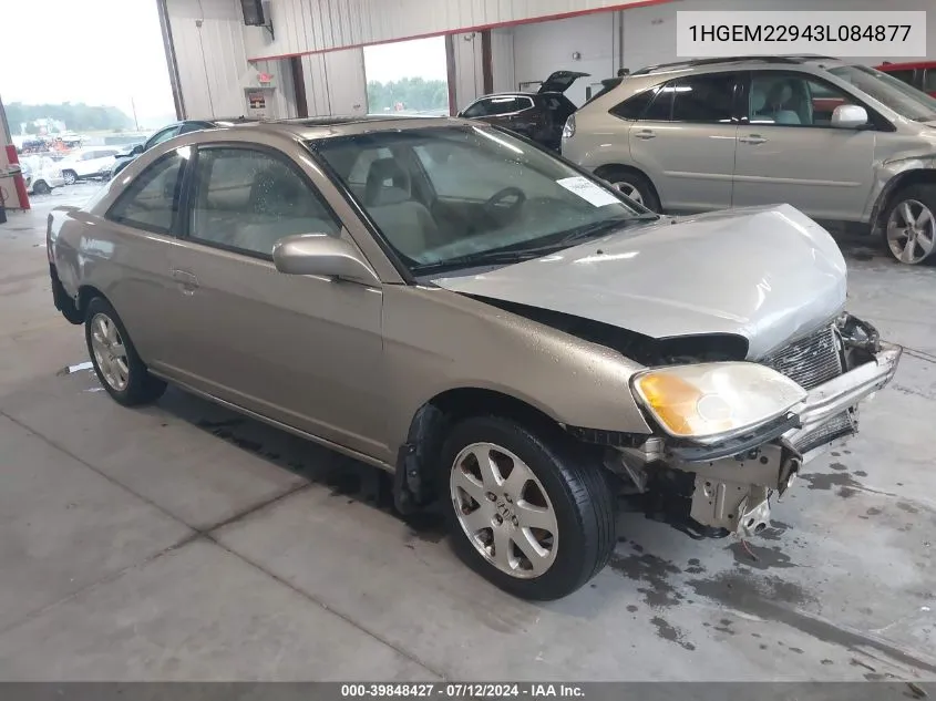 2003 Honda Civic Ex VIN: 1HGEM22943L084877 Lot: 39848427