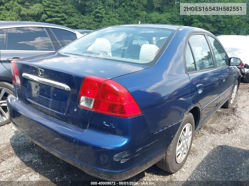 2HGES16543H582551 2003 Honda Civic Lx