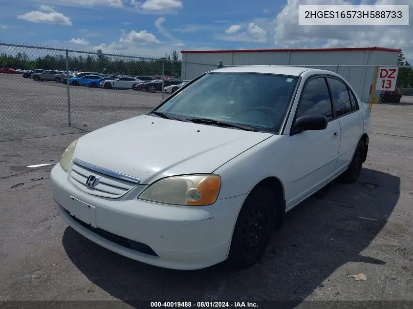 2003 Honda Civic Lx VIN: 2HGES16573H588733 Lot: 40019488