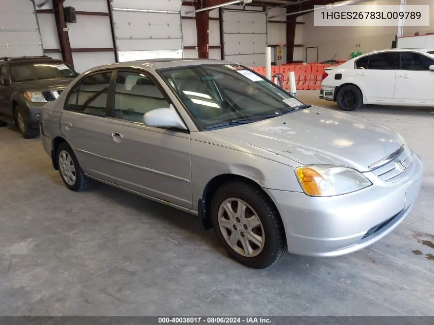 2003 Honda Civic Ex VIN: 1HGES26783L009789 Lot: 40038017