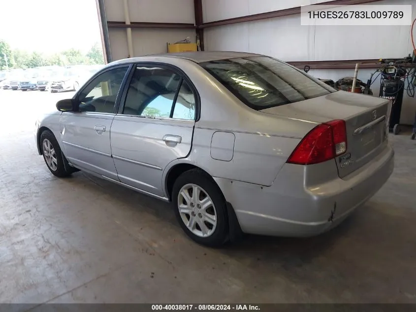 2003 Honda Civic Ex VIN: 1HGES26783L009789 Lot: 40038017