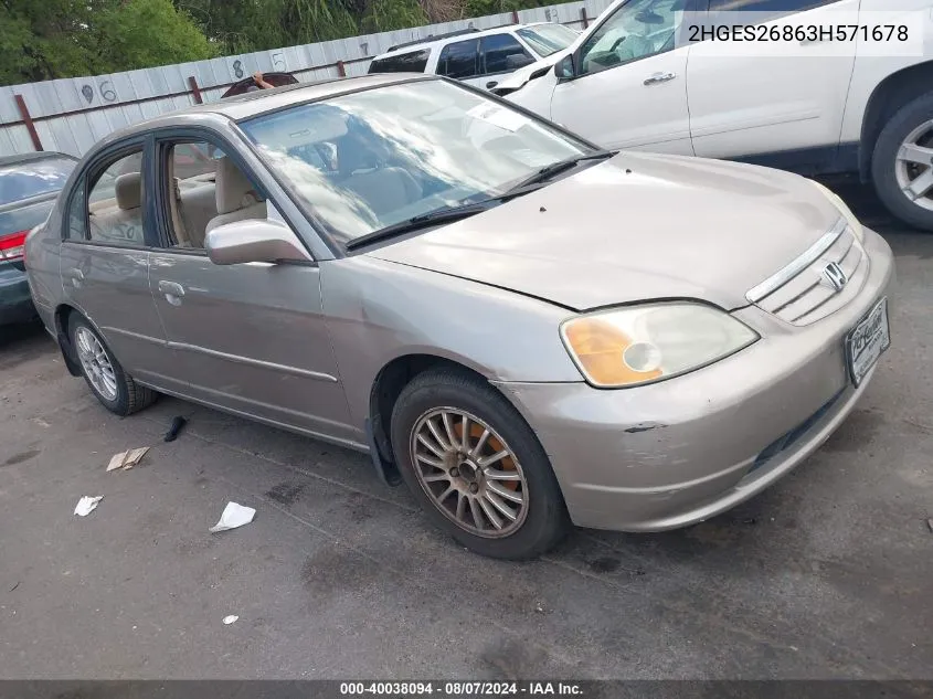 2HGES26863H571678 2003 Honda Civic Ex