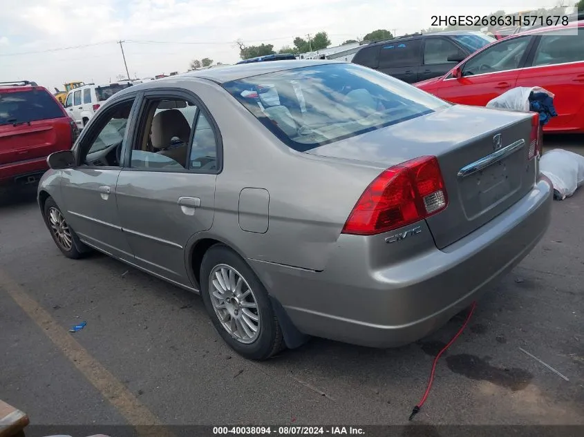 2HGES26863H571678 2003 Honda Civic Ex