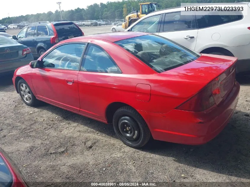 2003 Honda Civic Ex VIN: 1HGEM22973L023393 Lot: 40038981