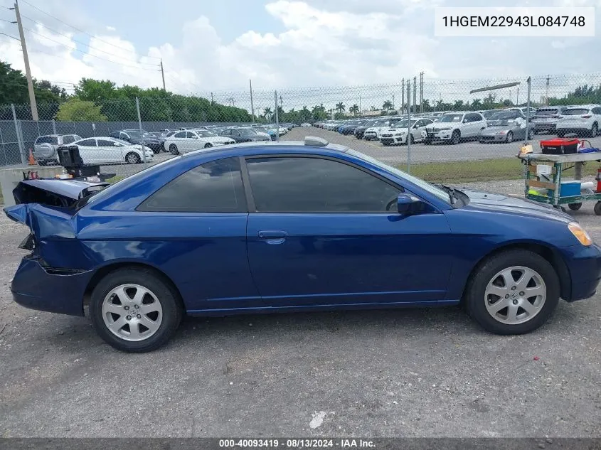 2003 Honda Civic Ex VIN: 1HGEM22943L084748 Lot: 40093419