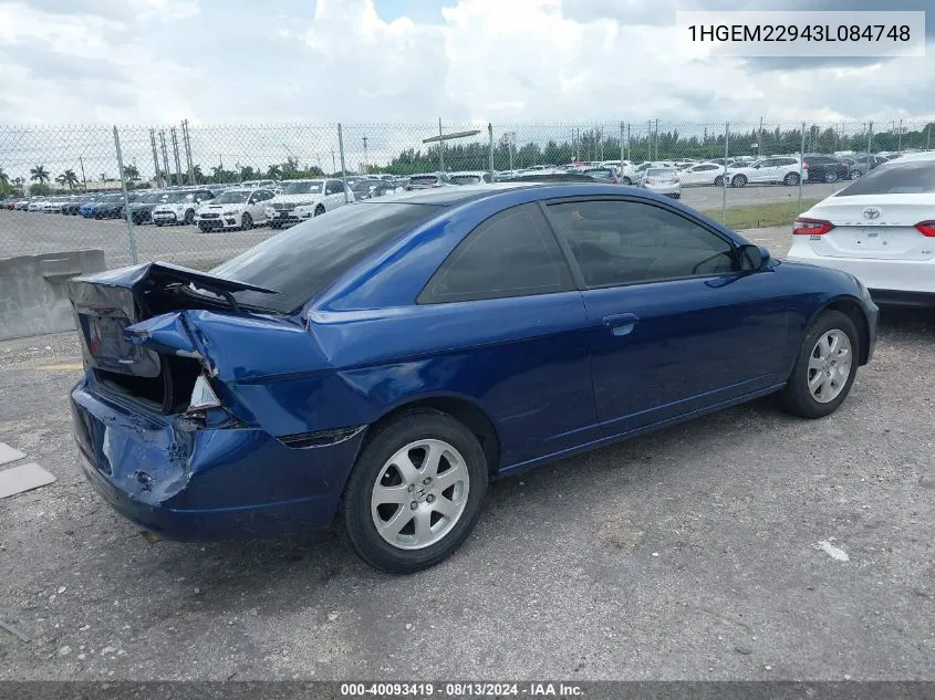 1HGEM22943L084748 2003 Honda Civic Ex