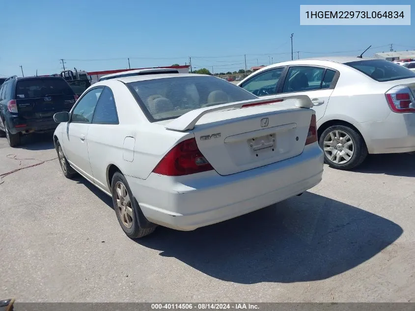 2003 Honda Civic Ex VIN: 1HGEM22973L064834 Lot: 40114506