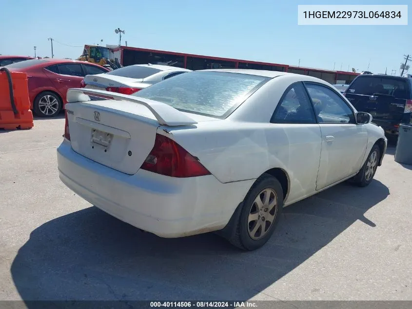 2003 Honda Civic Ex VIN: 1HGEM22973L064834 Lot: 40114506