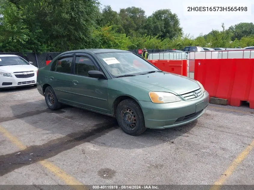 2003 Honda Civic Lx VIN: 2HGES16573H565498 Lot: 40115978