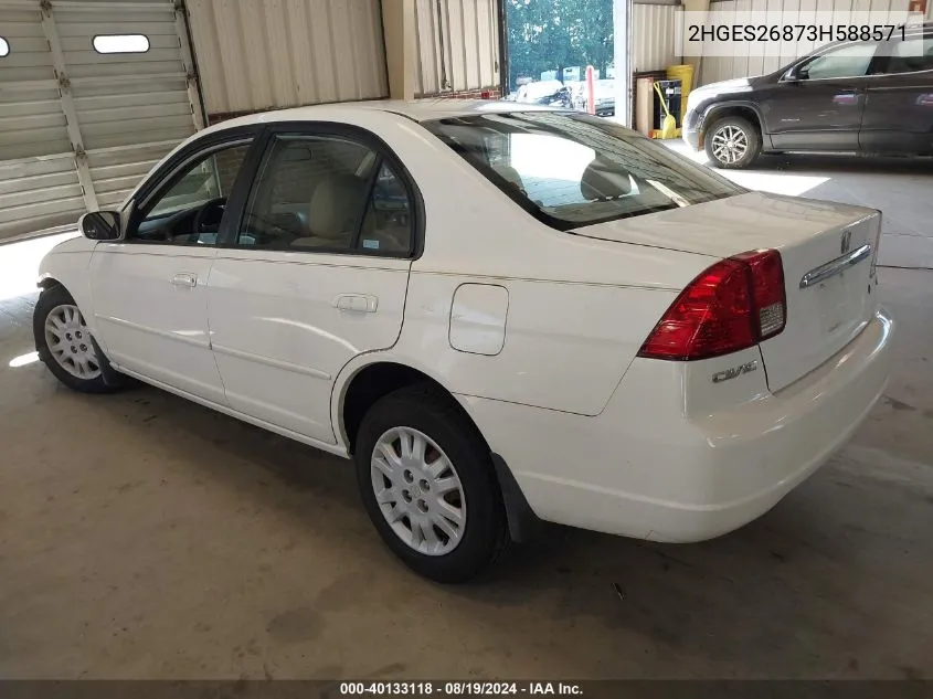 2003 Honda Civic Ex VIN: 2HGES26873H588571 Lot: 40133118