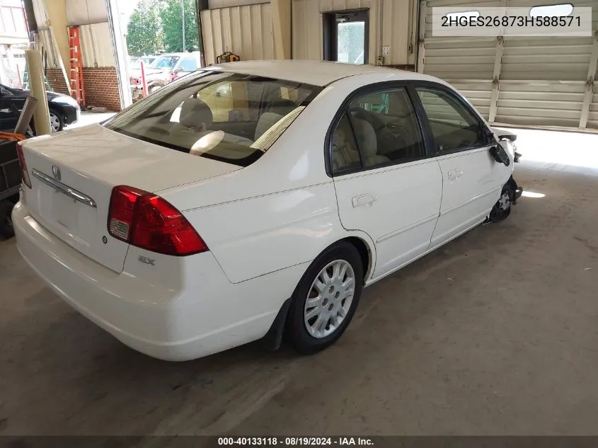 2003 Honda Civic Ex VIN: 2HGES26873H588571 Lot: 40133118