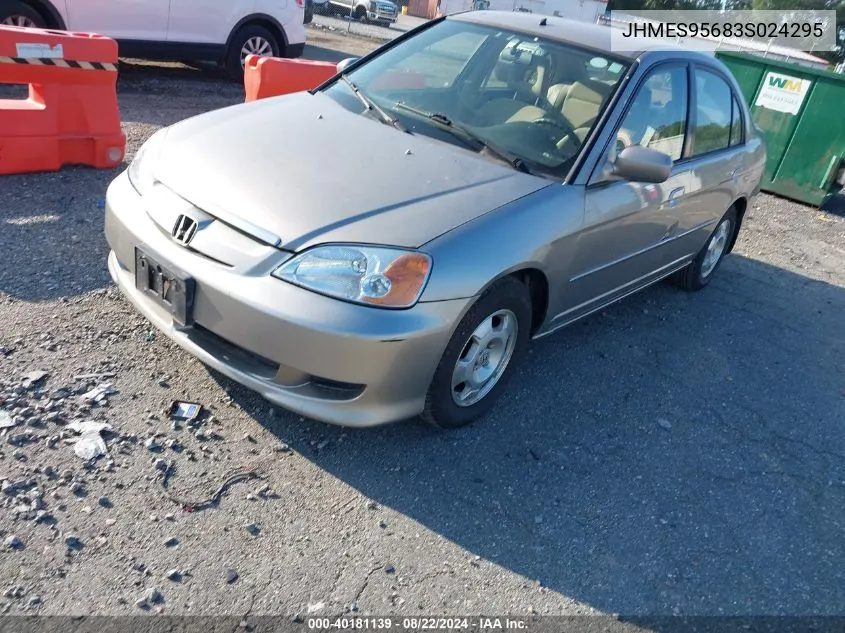 2003 Honda Civic Hybrid VIN: JHMES95683S024295 Lot: 40181139