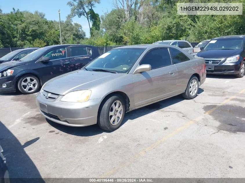 2003 Honda Civic Ex VIN: 1HGEM22943L029202 Lot: 40196446