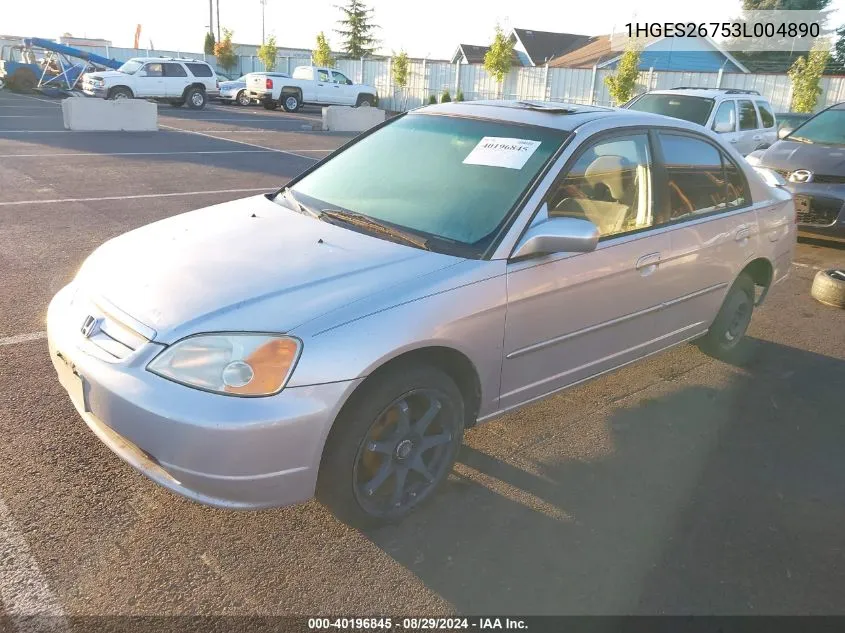 2003 Honda Civic Ex VIN: 1HGES26753L004890 Lot: 40196845