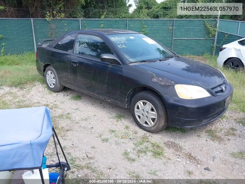 2003 Honda Civic Lx VIN: 1HGEM22563L057970 Lot: 40206160