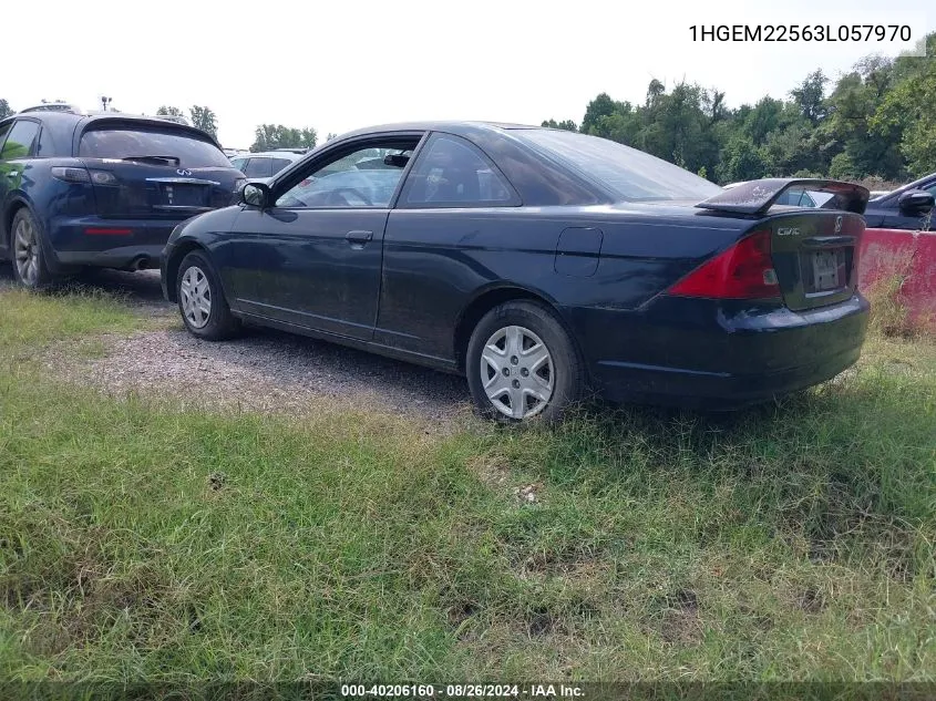 2003 Honda Civic Lx VIN: 1HGEM22563L057970 Lot: 40206160