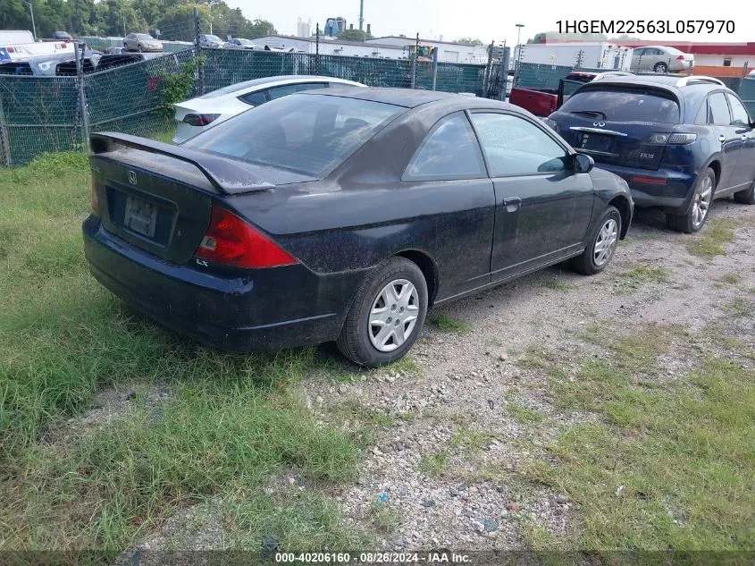 2003 Honda Civic Lx VIN: 1HGEM22563L057970 Lot: 40206160