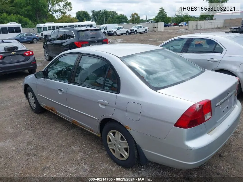 2003 Honda Civic Lx VIN: 1HGES16553L032021 Lot: 40214705