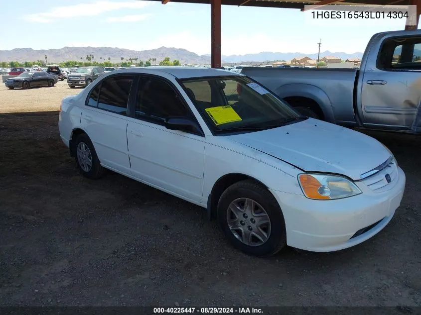 2003 Honda Civic Lx VIN: 1HGES16543L014304 Lot: 40225447