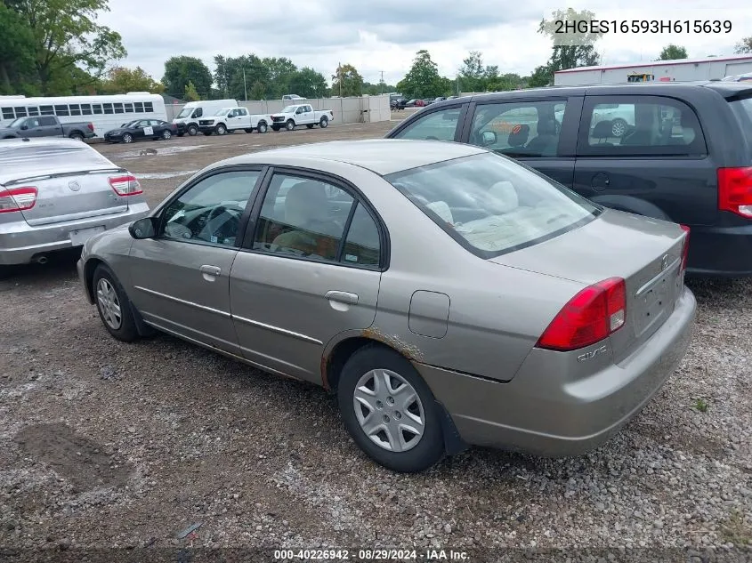 2003 Honda Civic Lx VIN: 2HGES16593H615639 Lot: 40226942