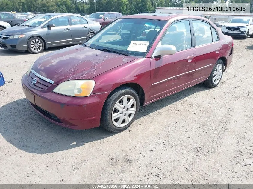 2003 Honda Civic Ex VIN: 1HGES26713L010685 Lot: 40240956