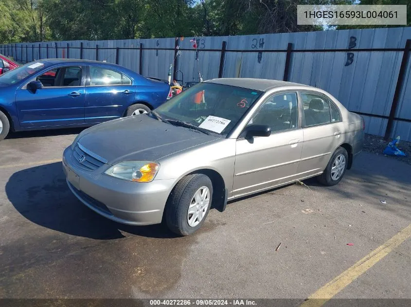 2003 Honda Civic Lx VIN: 1HGES16593L004061 Lot: 40272286