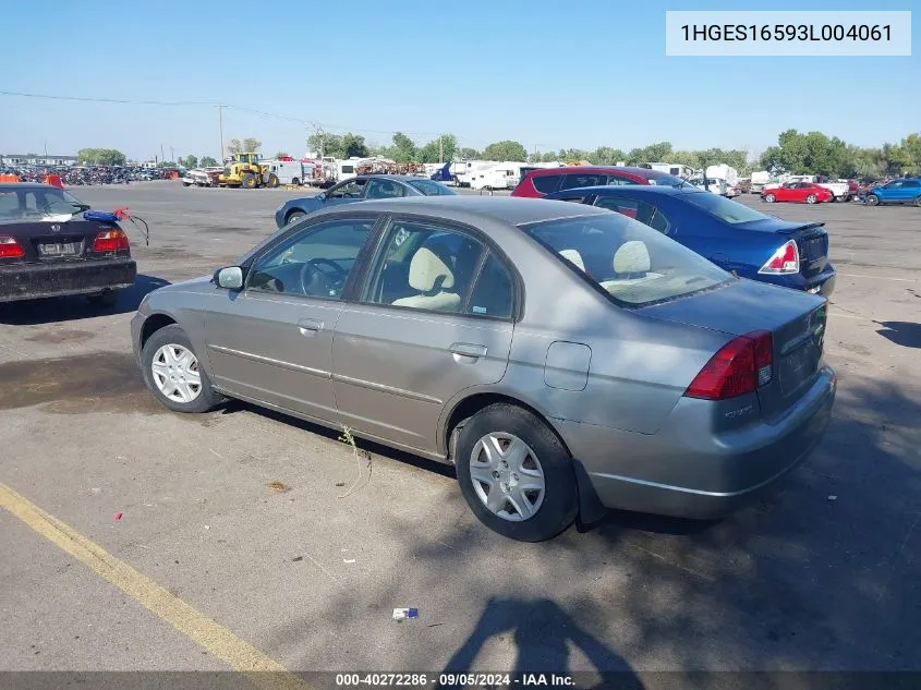 2003 Honda Civic Lx VIN: 1HGES16593L004061 Lot: 40272286